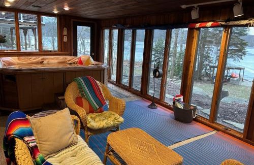 Pocono Lake House | Lakefront Cabin Pvt Beach and Dock - Sunset Marina