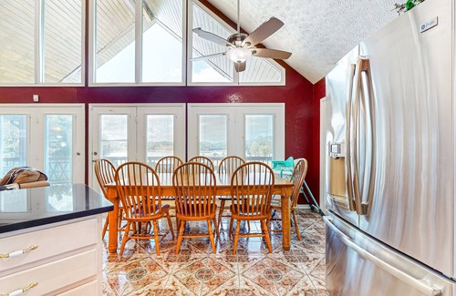 Sevierville Cabin | Lakefront cabin with views, boat ramp, dock, hot tub, & free attraction tickets