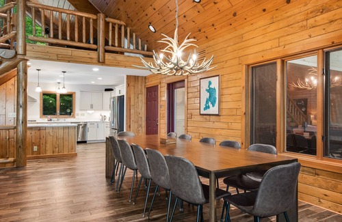 Lac du Flambeau House | Lakefront estate with 3-story chalet & guest house - hot tub, game room, and gym