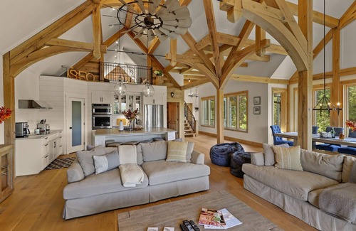 Forest Lake Heights House | Lakefront Home, Amazing View + Dock, Sauna, Hot Tub, Fire Pit, 2 Patios, Game Rm