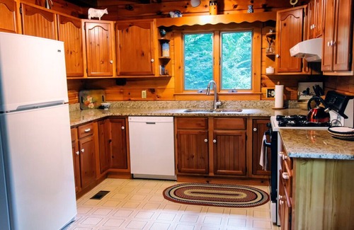 Dryden Cabin | Lakefront home: Foliage, Fishing: large 3 level log cabin: sleeps 8, 3bed 2bath