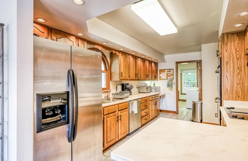 Mineral House | Lakefront home in private location with dock, firepit, game room & Pickleball