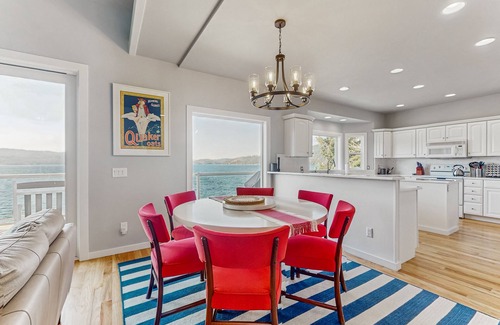 Coeur d'Alene House | Lakefront Home with a Private Dock, Fireplace, Dance Studio, & Mountain Views