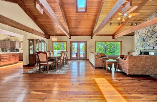 Huddleston House | Lakefront home with private hot tub, balcony, dock, & pool table