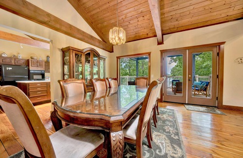 Huddleston House | Lakefront home with private hot tub, balcony, dock, & pool table