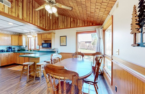Three Lakes House | Lakefront home with amazing views, WFH desk, canoe, kayaks & private dock