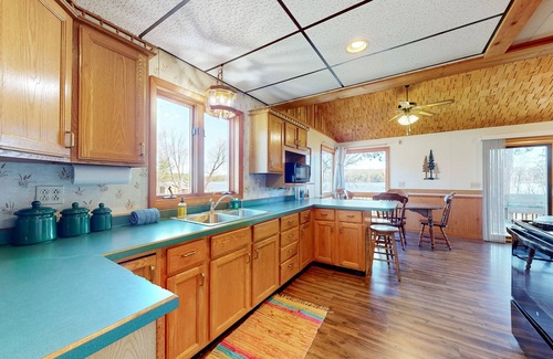 Three Lakes House | Lakefront home with amazing views, WFH desk, canoe, kayaks & private dock