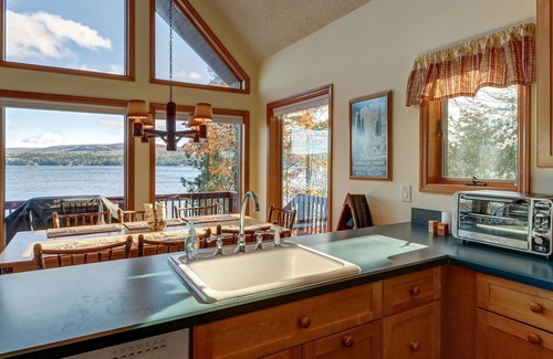 Schroon Lake House | Lakefront house with private dock & beach, rec room, great views