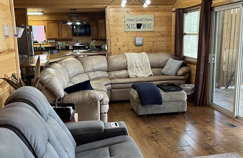 Greers Ferry Cabin | Lakeside Lodge for family fun with game room and covered deck! Fish & Swim!