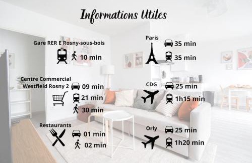 Rosny-sous-Bois Apartment | Le Colorful Bohème - proche Paris