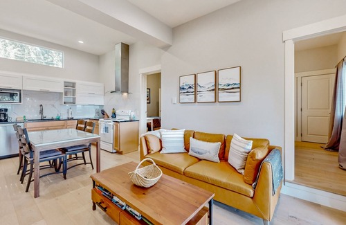 Bells Beach House | Light-filled home with Puget Sound view, great deck, fenced yard & fireplace