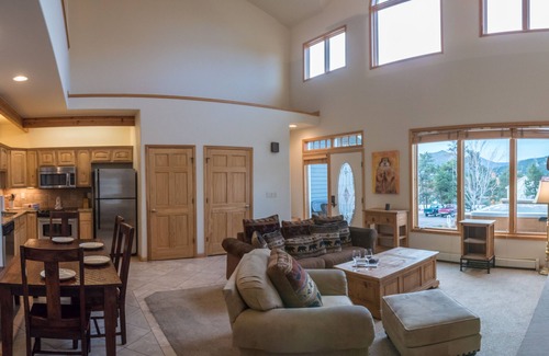 Stanley Hills Condo | Lofted two-bedroom condo with outdoor hot tub and killer mountain views!