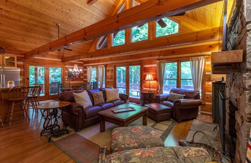 Cherokee Cabin | Log cabin in private community with stone fireplace & wrap-around porch