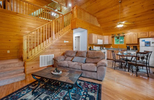 Chalet Village Cabin | LOW RATES! End of summer deals! Cozy cabin w/hot tub! 1BR & a king bed in loft!
