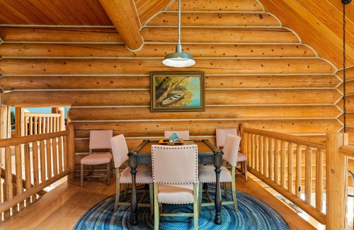 Bass Lake Cabin | Luxe lakefront lodge with amazing view, dock & beach near skiing & golf