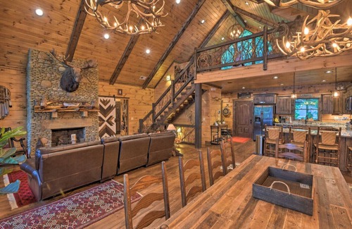 Topton Cabin | Luxe Lakefront Lodge w Dock, Hot Tub & Game Room