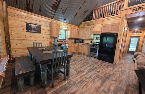 Board Camp Cabin | Luxury 2-bedroom plus loft cabin with WiFi and AC three miles to Wolf Pen Gap