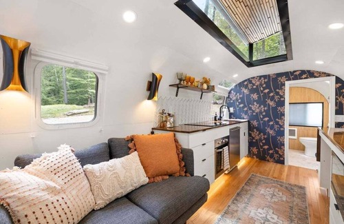 Pisgah Forest House | Luxury Airstream w/hot tub, king bed, & grill
