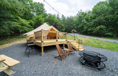 Great Cacapon RV Rental | Luxury Camping with King Bed - Cacapon Tent