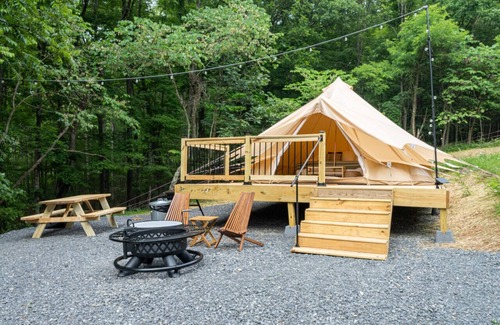 Great Cacapon RV Rental | Luxury Camping with King Bed - Cacapon Tent