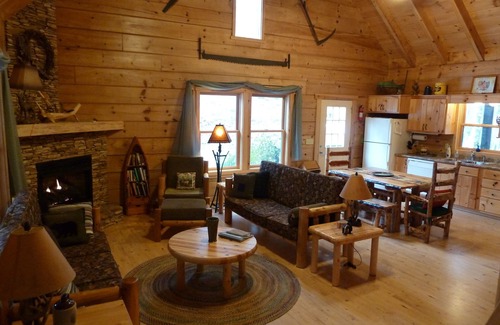 Robbinsville Cabin | Luxury Log Cabin, 4.5 Private Ac. Above Mtn Stream, Hot Tub & Wifi, Paved Dr.