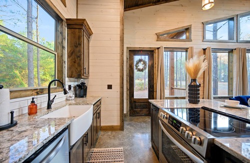 Pickens Cabin | Luxury modern country couples retreat. Private back porch with hot tub!