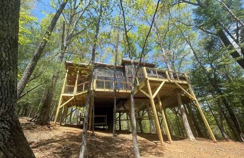 Morganton House | Luxury Treehouse in Blue Ridge, 2 bedrooms w/king beds, hot tub. Pet Friendly!