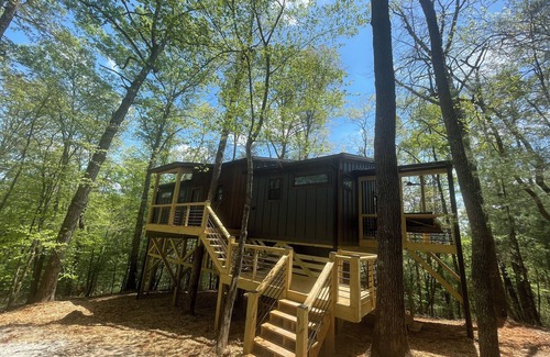 Morganton House | Luxury Treehouse in Blue Ridge, 2 bedrooms w/king beds, hot tub. Pet Friendly!