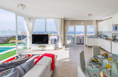 Costa Adeje Villa | LUXURY WHITE VILLA with sea view, heated pool