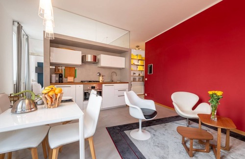 Oltretorrente Apartment | Modern 60 sqm apartment located on the fourth floor of a renovated 30's building without a lift (stairs to access it).The apartment consists of a living room with kitchenette, bedroom and bathroom. The bedroom is inspired by La Chayhana in Uzbekistan, a
