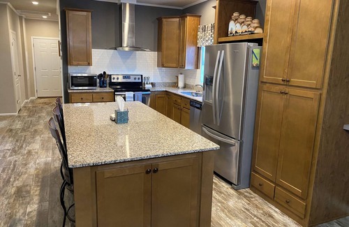 Marinette House | Modern Home on Trout Creek in Peshtigo “Fire City” w/Spacious Backyard & Deck!