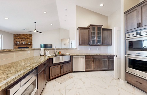 Central Scottsdale House | Modern marble beauty with mountain views, fireplace, patio & great location
