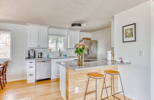 Stevenson House | Modern, river-view home with 2 decks, Ping-Pong, fireplace & washer/dryer