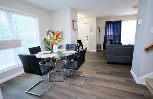 McAlpine Apartment | Modern Two BR Townhome, Workspace, Free Parking and Wi-Fi