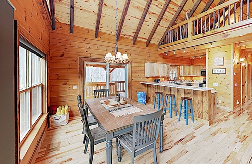 Maggie Valley House | Mountain Chic Home and Ski Lodge with Deck, Fireplace, and Firepit