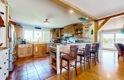 Harpswell House | Oceanfront home with dock, beautiful deck & firepit - steps to the beach