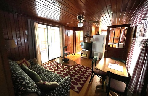 Bat Cave Cottage | On the River's Edge! Rocking chairs on large screened porch on river's edge.