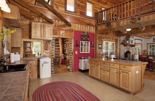Mars Hill Cabin | OPEN ! NC Private Rustic Ski Lodge hot tub Cabin Sleeps 17 Hanging bed & 2 ponds