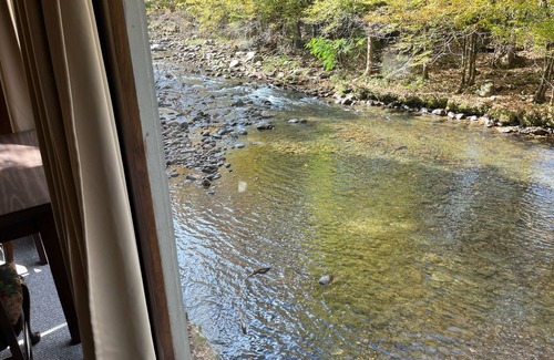 Pittman Center Cabin | Our cabin is located next to a mountain stream with a great view of the river.