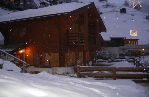 Saint-Luc Ski Chalet | Outside: chalet for 6 people, balcony, semi-covered terrace with furniture, garden, beautiful view,