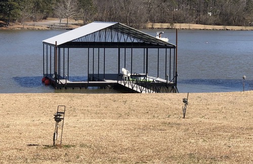 Dawsonville House | Panoramic & unobstructed lake views, level walk to shore, & private sandy beach