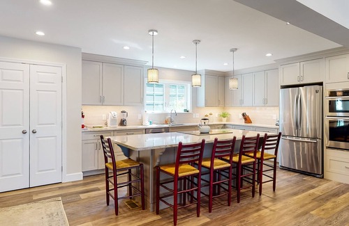 Newfield House | Peaceful lakefront home with kayaks, small dock, deck, & firepit - dog-friendly
