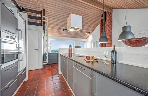 Lild Strand House | Pool and activity house with a 180-degree view of the North Sea, located at.