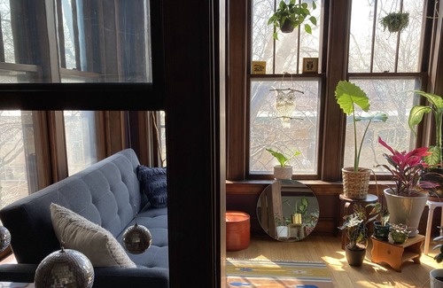 Uptown Condo | PRIVATE Boho vintage condo with sunrooms and plants in Historic Andersonville