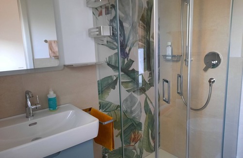 Bermatingen Apartment | Private room Haus Lebherz - Double room Bett & Blume Haus Lebherz, shower/WC, 20 sqm, ground floor