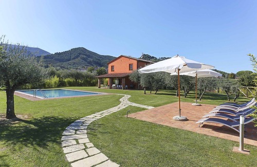 Colle di Compito Villa | Private Villa with private pool, A/C, WIFI, TV, veranda, panoramic view, parking, close to Lucca
