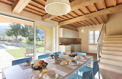 Colle di Compito Villa | Private Villa with WIFI, private pool, A/C, TV, balcony, panoramic view, parking, close to Lucca