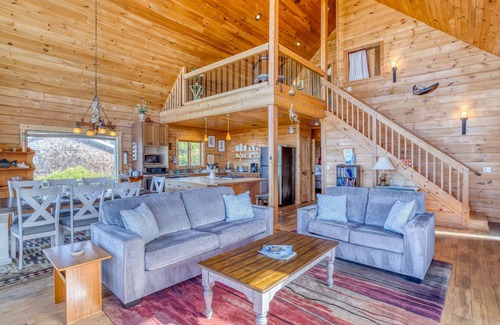 Lincoln Beach House | Quiet Depoe Bay Oceanview Log Home, Three King Bedrooms, Games and Firepit!