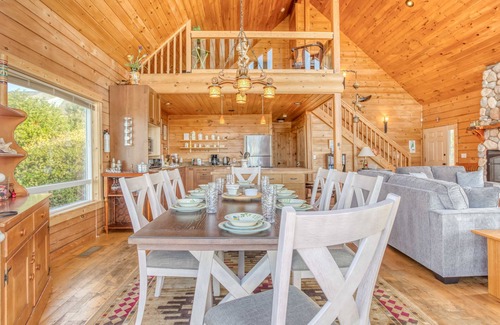 Lincoln Beach House | Quiet Depoe Bay Oceanview Log Home, Three King Bedrooms, Games and Firepit!