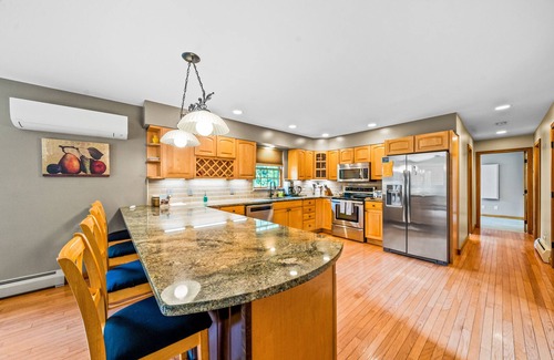 Johnsburg House | Quiet dog-friendly retreat with large yard, hot tub, deck, grill, foosball & W/D